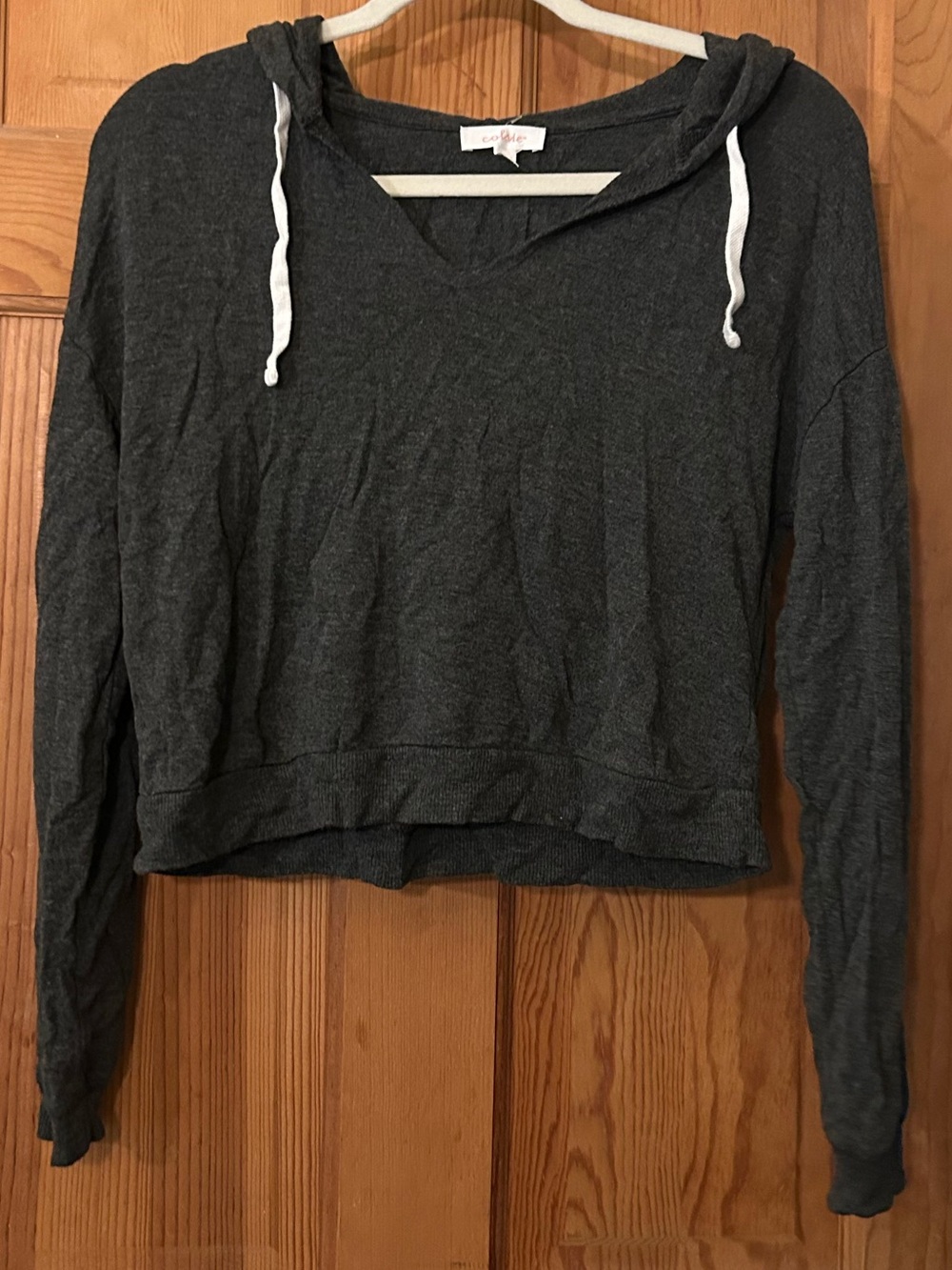 Colsie Dark Charcoal Gray Hooded Lightweight Pullover